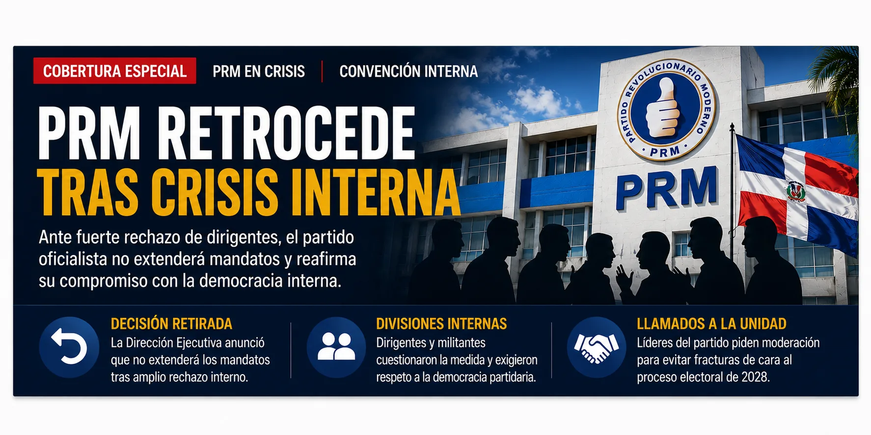PRM retrocede tras crisis interna