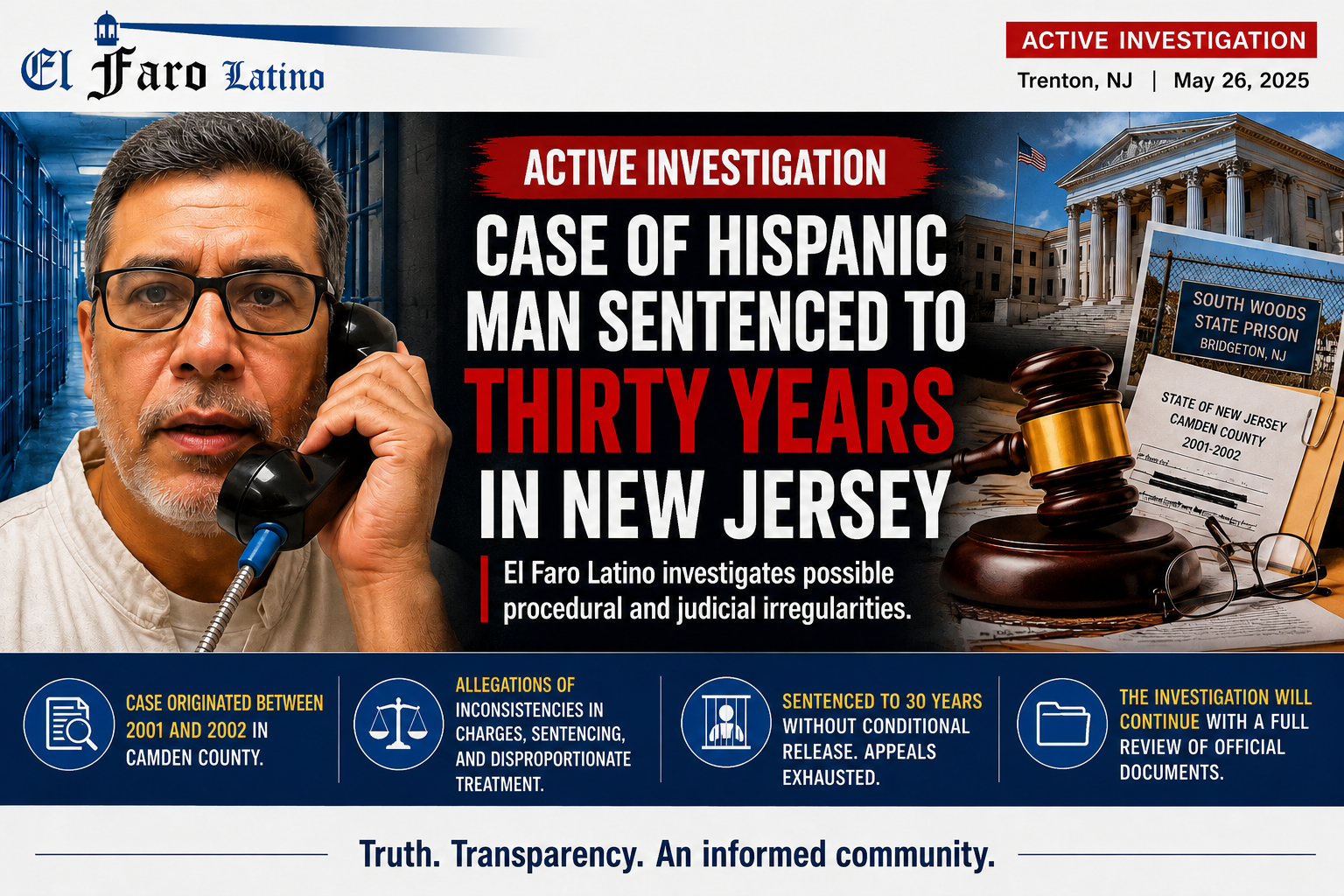 El Faro Latino Reviews Case of Hispanic Man Sentenced to Thirty Years in New Jersey