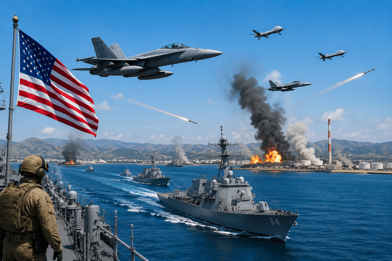 Fuerzas de Estados Unidos intensifican ataques y mantienen bloqueo naval contra Irán