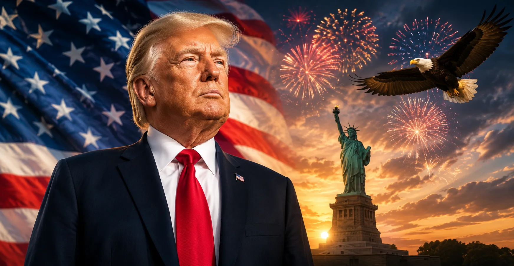 Trump defiende libertades de expresión en el 250 aniversario de la Independencia