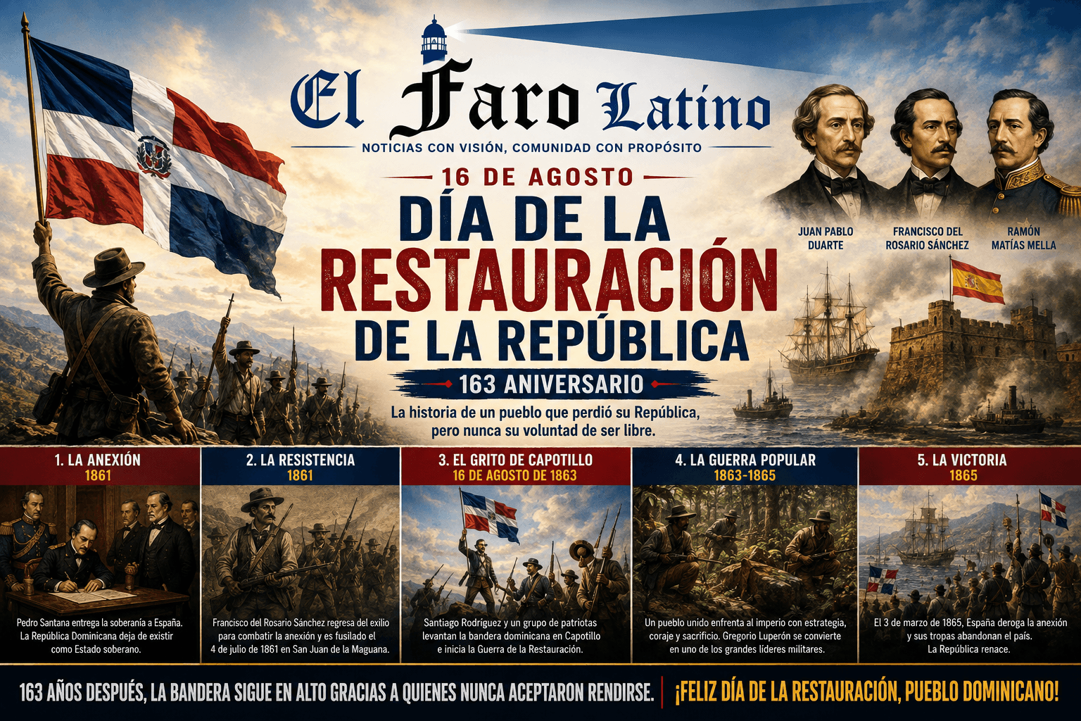 El Faro Latino felicita al pueblo dominicano al conmemorarse el 163 aniversario de la Restauración de la República