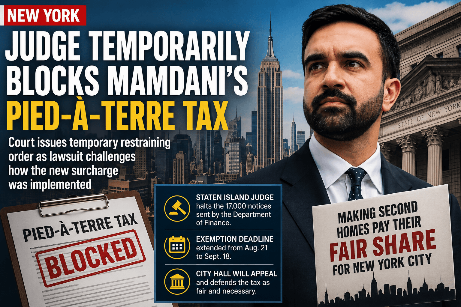 Judge Temporarily Blocks Mamdani’s Tax on Luxury Second Homes in New York