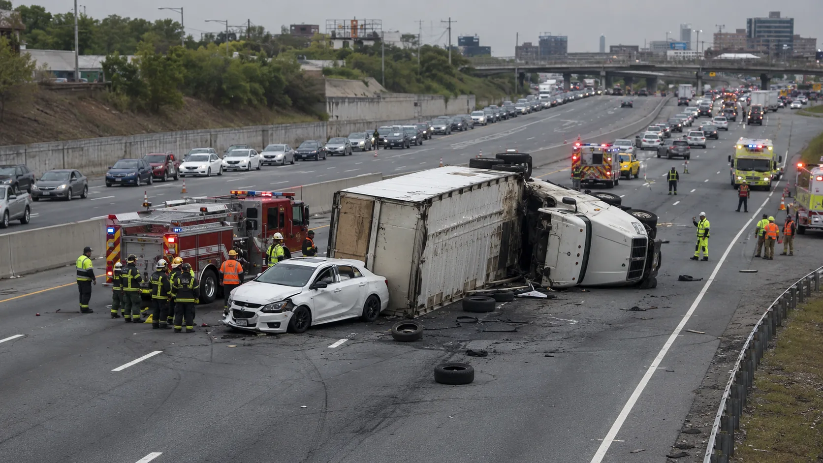 Camión vuelca sobre automóvil en Nueva Jersey y deja un muerto