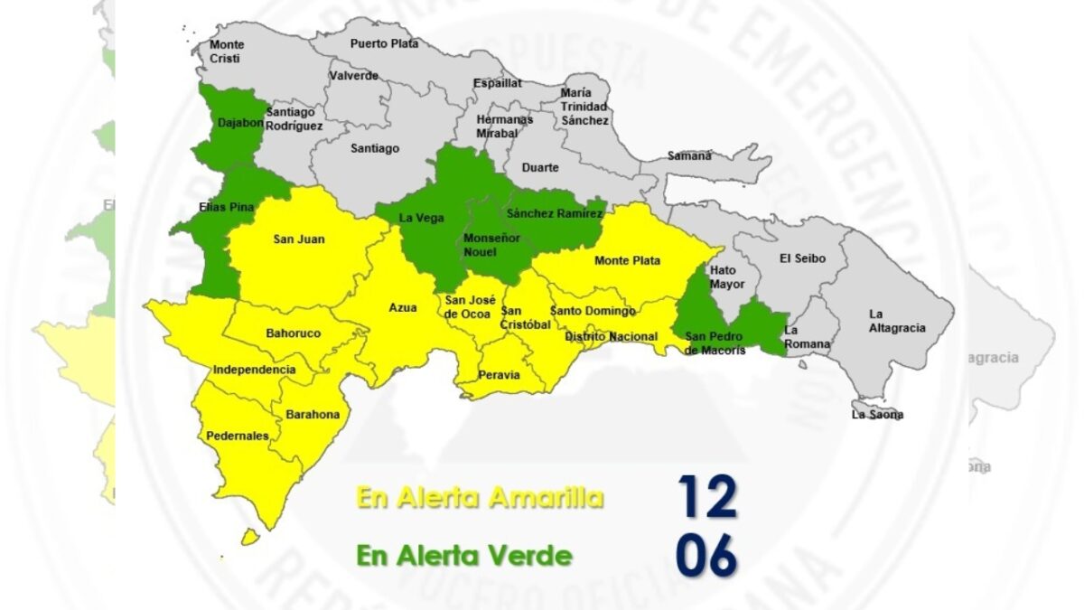 COE mantiene 18 demarcaciones en alerta por lluvias de una vaguada