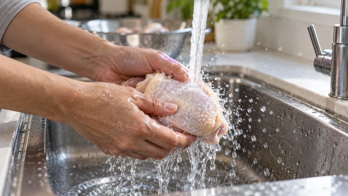 Lavar el pollo crudo puede propagar bacterias y causar intoxicaciones